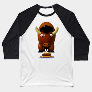 Cute Buffalo with Beef on Weck and Chicken Wings Baseball T-Shirt